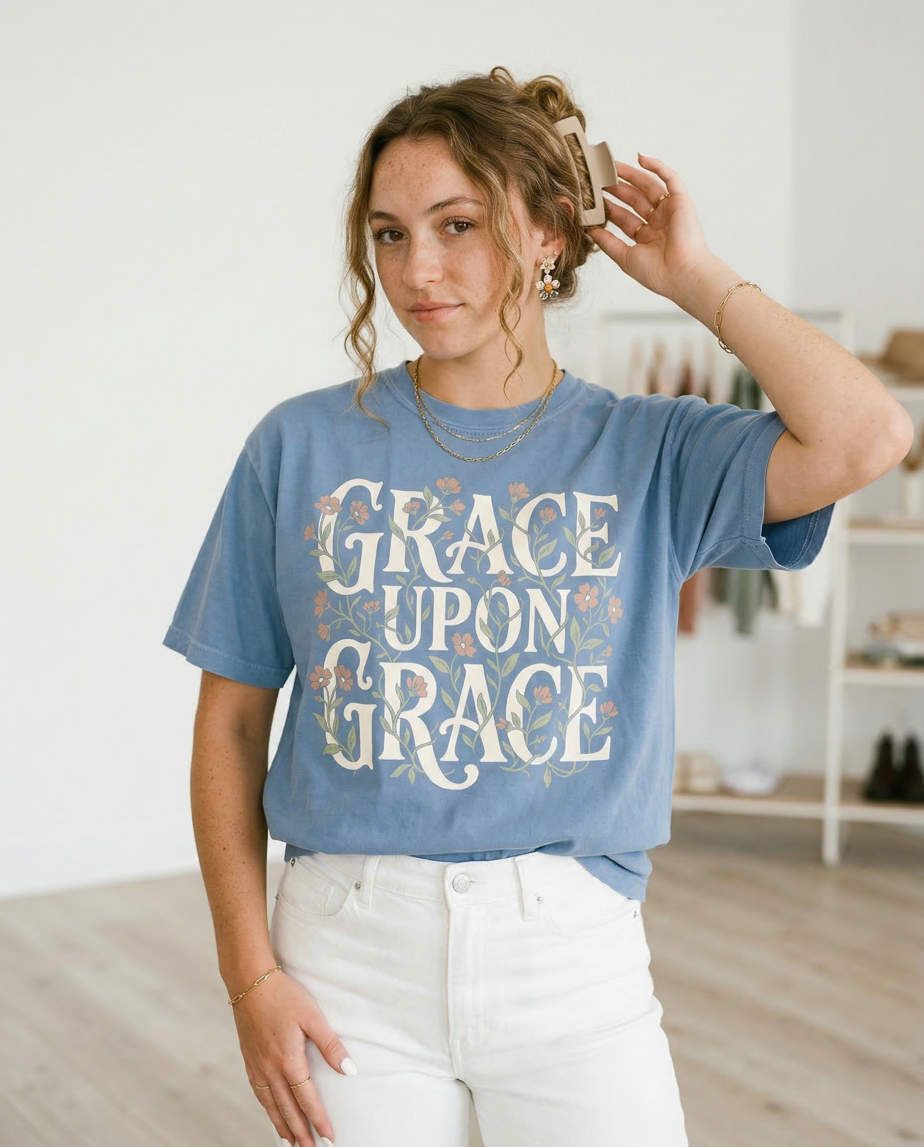 Floral Grace Upon Grace  Spring Graphic Tee