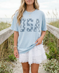 USA Stars Vintage Distressed Graphic Tee