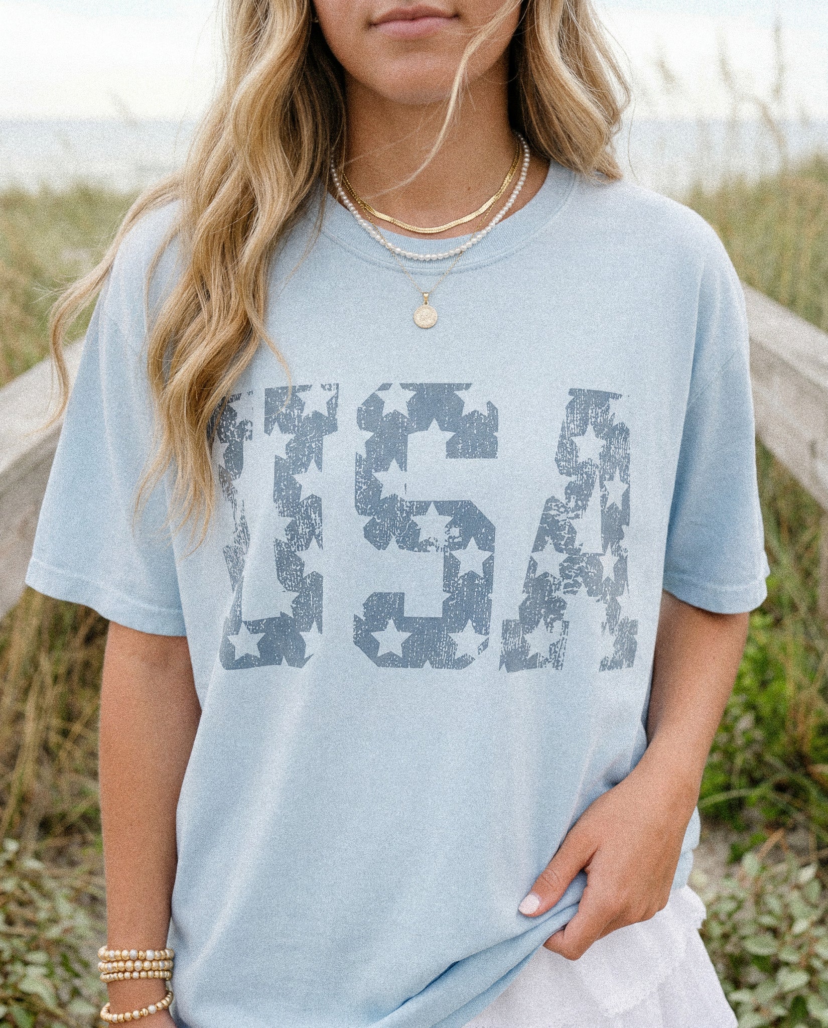 USA Stars Vintage Distressed Graphic Tee