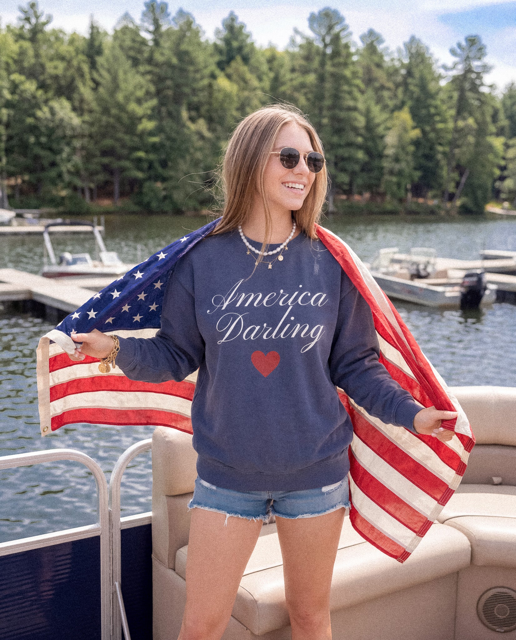 America Darling Heart Garment Dyed Sweatshirt