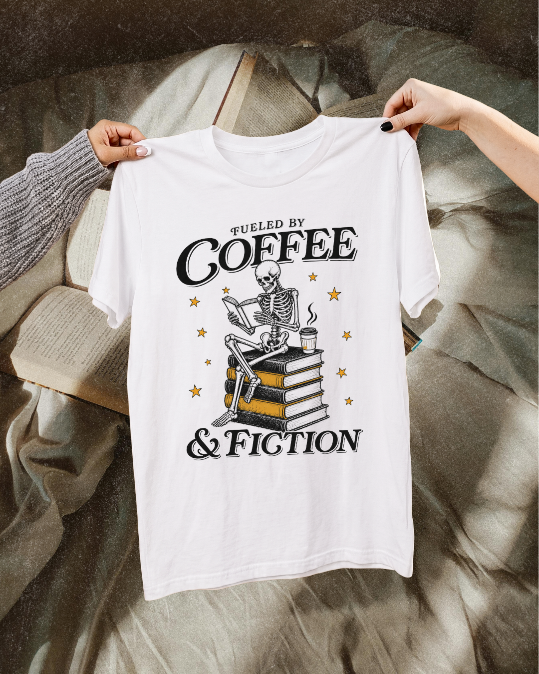 Fueled by Coffee and Fiction Bookish Graphic Tee