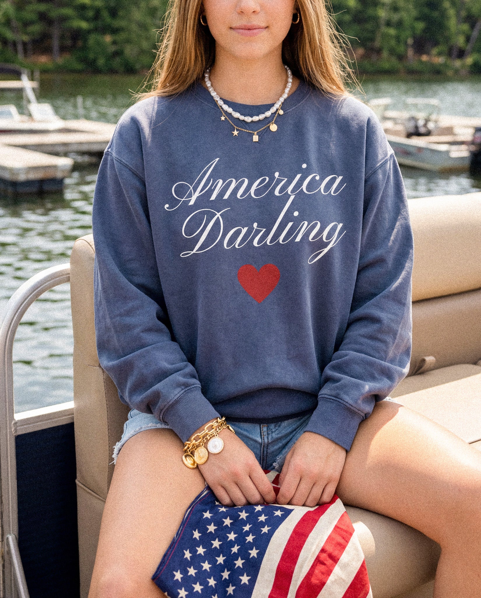America Darling Heart Garment Dyed Sweatshirt