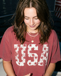 USA Stars Vintage Distressed Graphic Tee