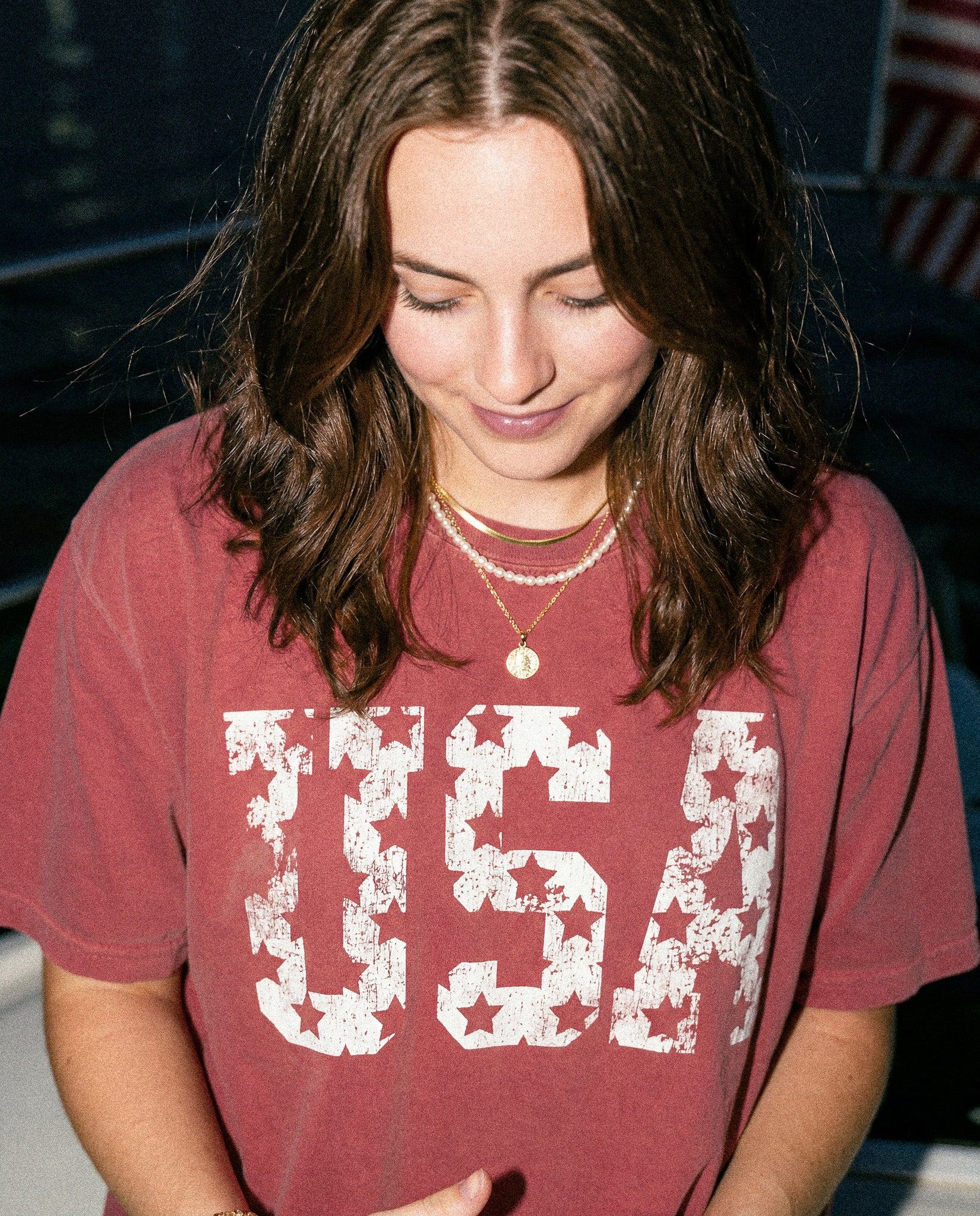 USA Stars Vintage Distressed Graphic Tee
