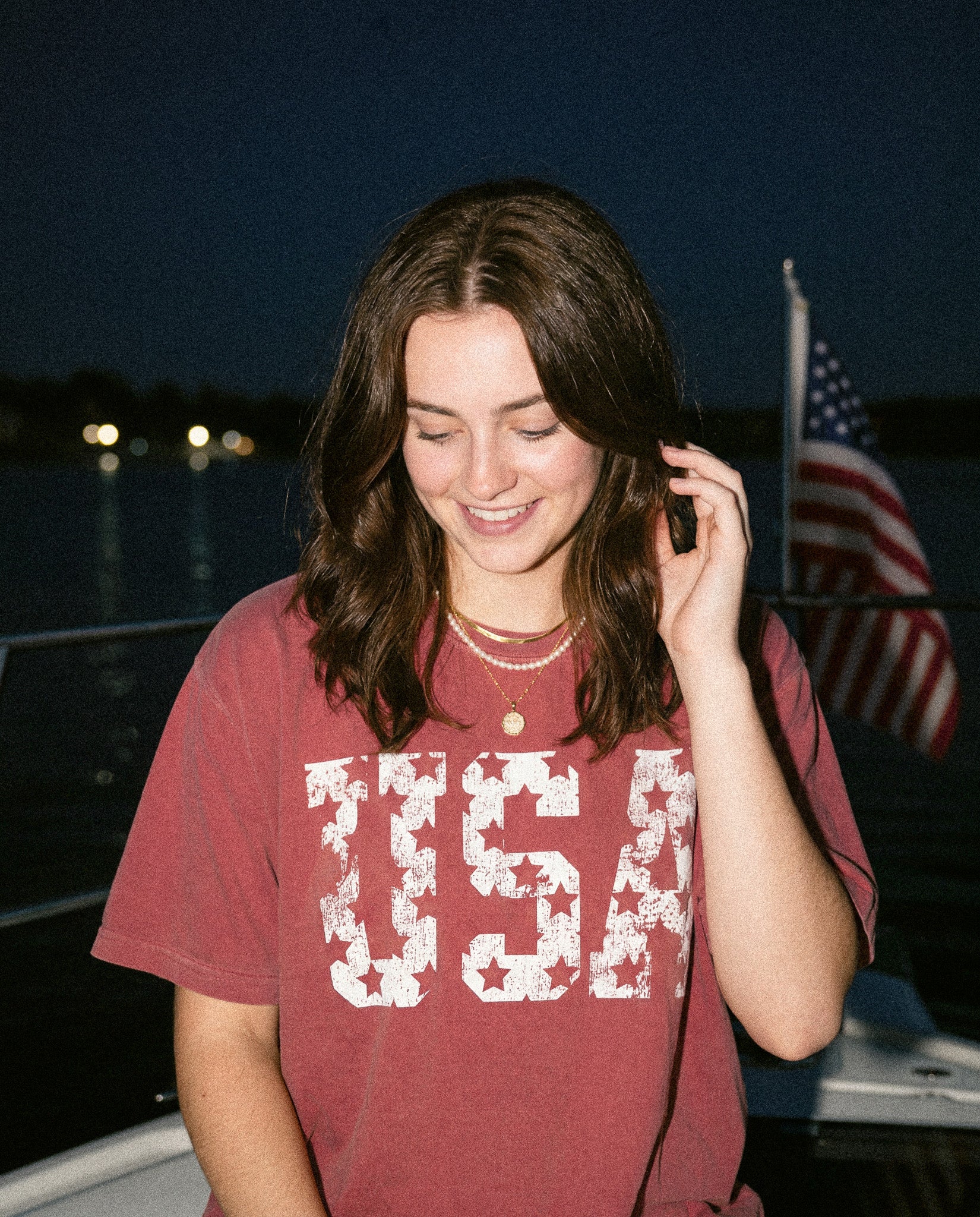 USA Stars Vintage Distressed Graphic Tee