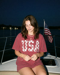 USA Stars Vintage Distressed Graphic Tee