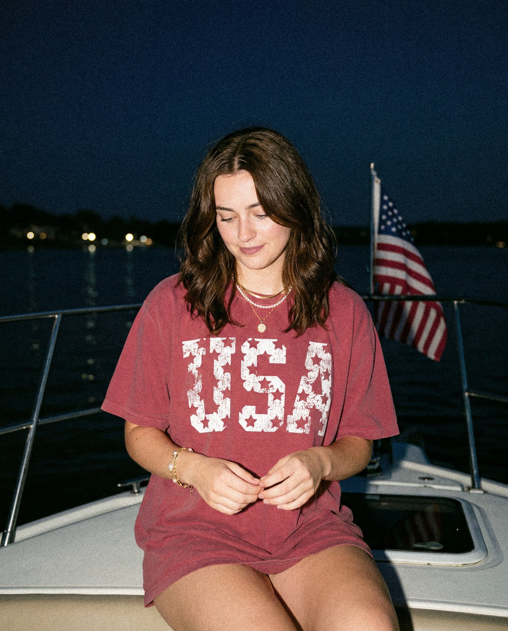 USA Stars Vintage Distressed Graphic Tee