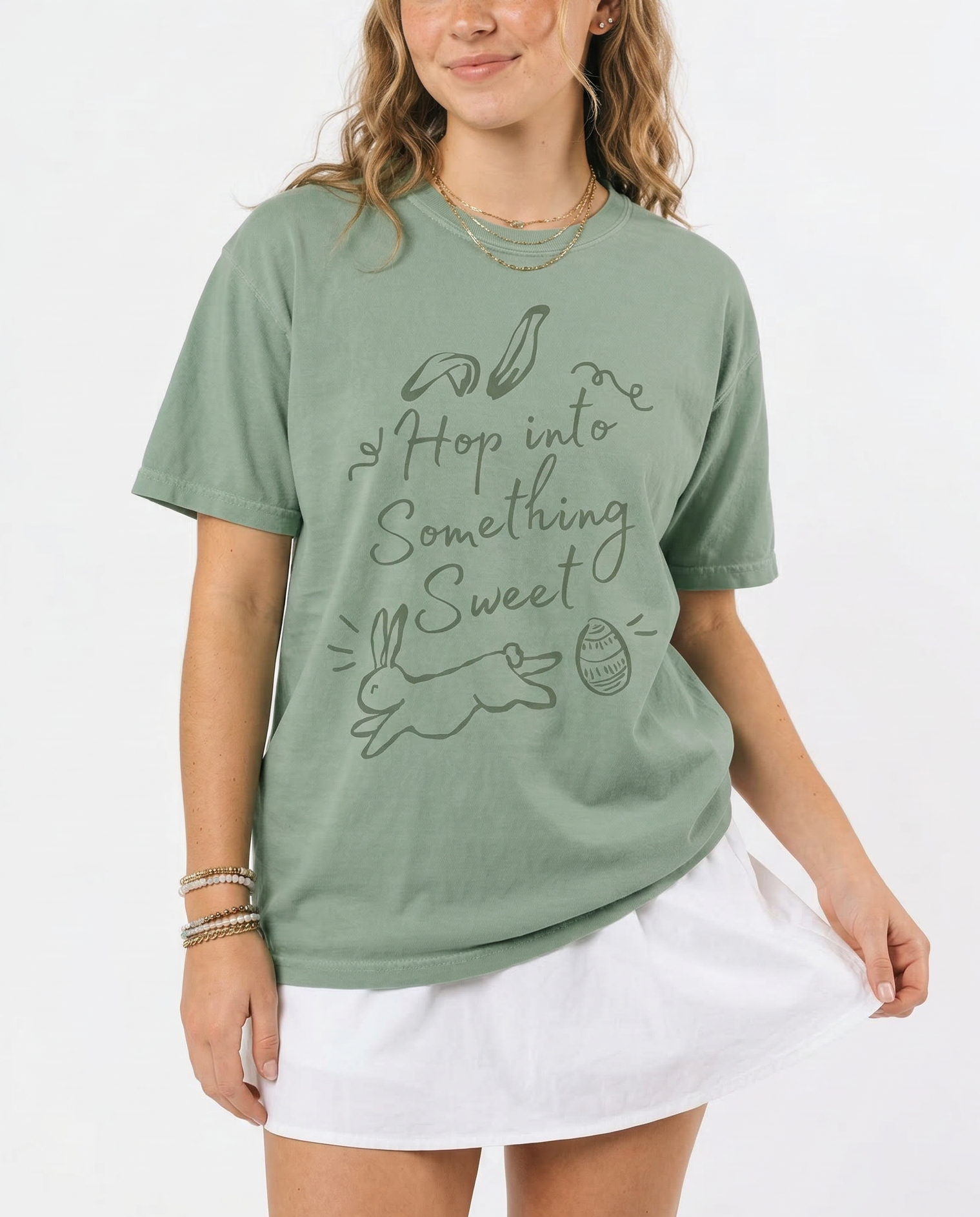 Hop into Something Sweet Easter Spring Graphic Tee