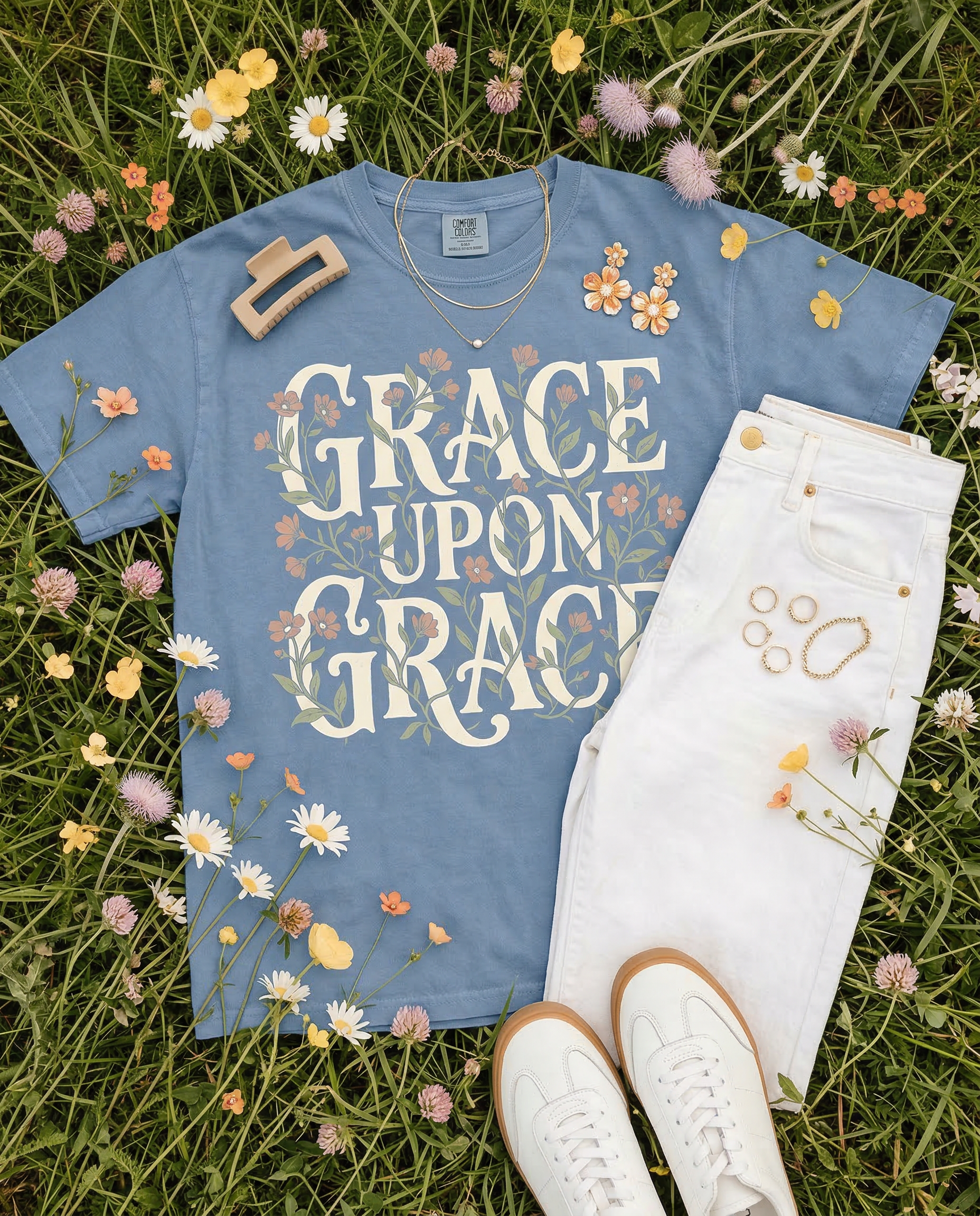 Floral Grace Upon Grace  Spring Graphic Tee