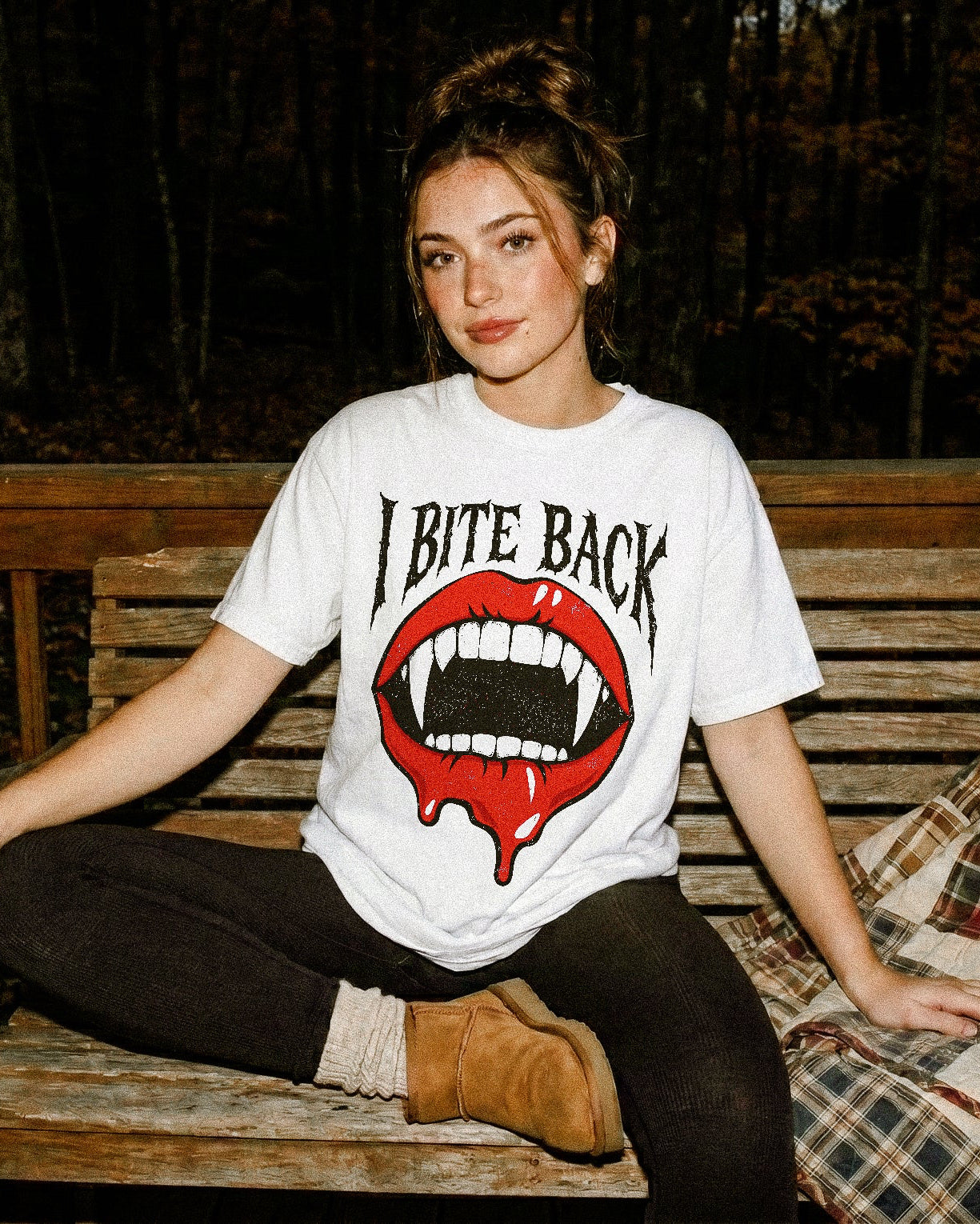 I Bite Back Vampire Lips Tee