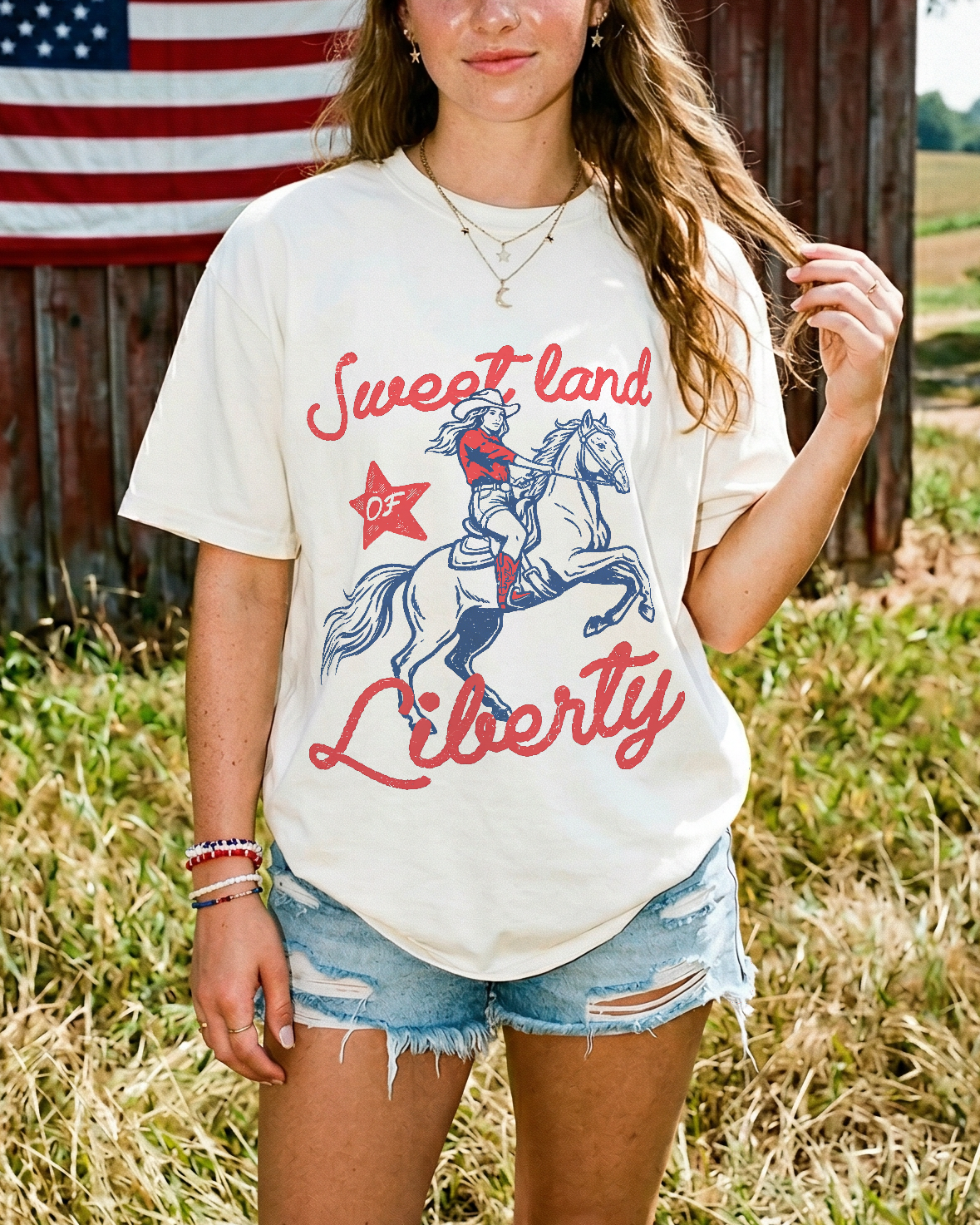 Sweet Land of Liberty Cowgirl Tee