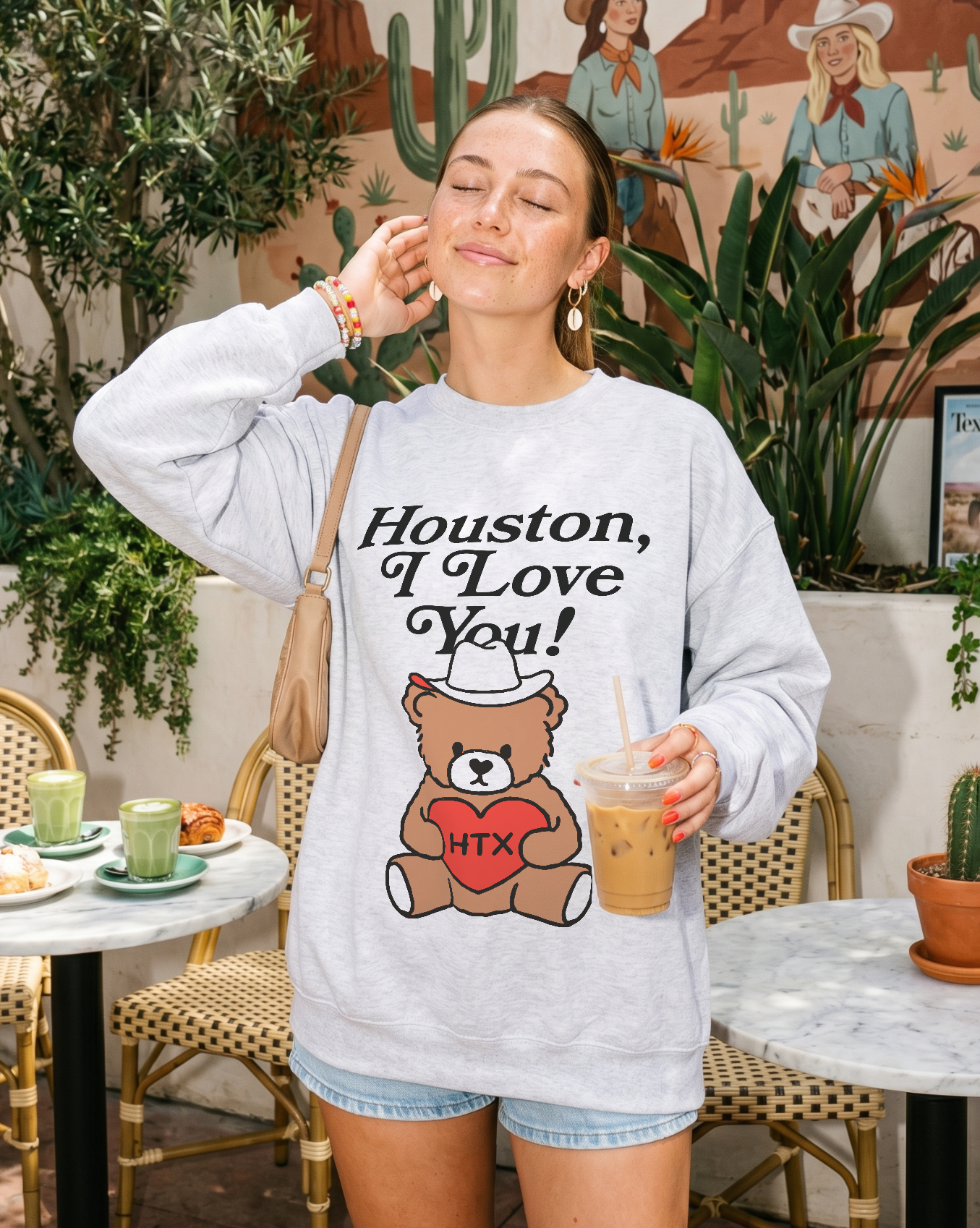 Houston I Love You Graphic Sweatshirt