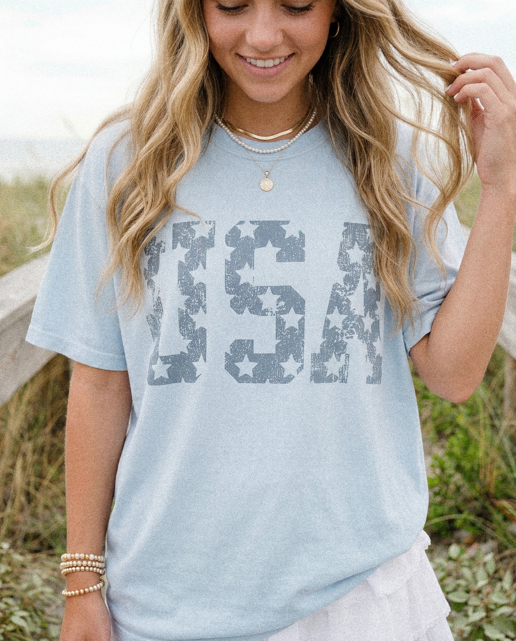 USA Stars Vintage Distressed Graphic Tee