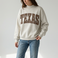 Texas Varsity Mock Neck Sweatshirt · Leopard