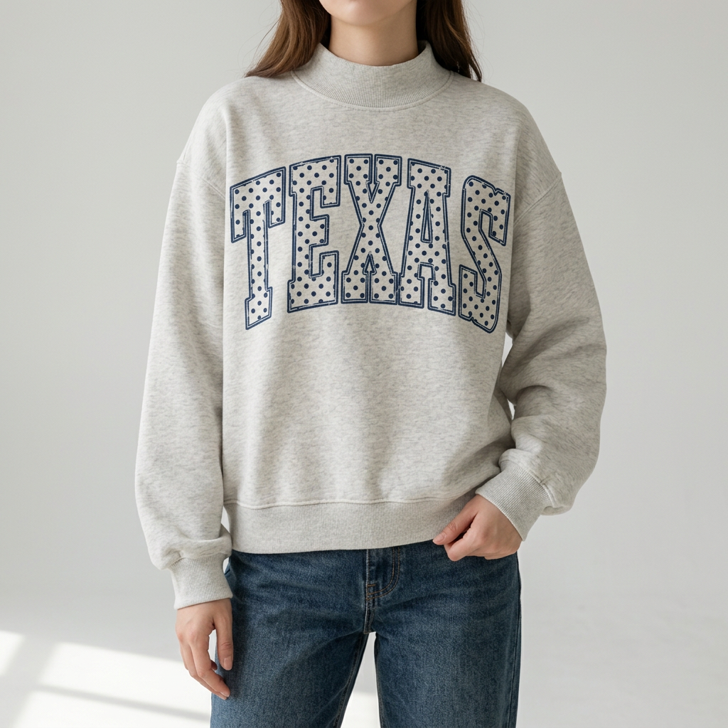 Texas Varsity Mock Neck Sweatshirt · Polka Dot