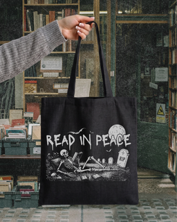 Read in Peace Skeleton Reader Tote Bag