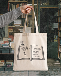 I Live In Two Worlds Bookish Tote Bag