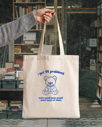 99 Problems Book Bear Tote Bag