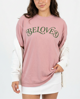 Faith Beloved Light Pink Spring Graphic Tee