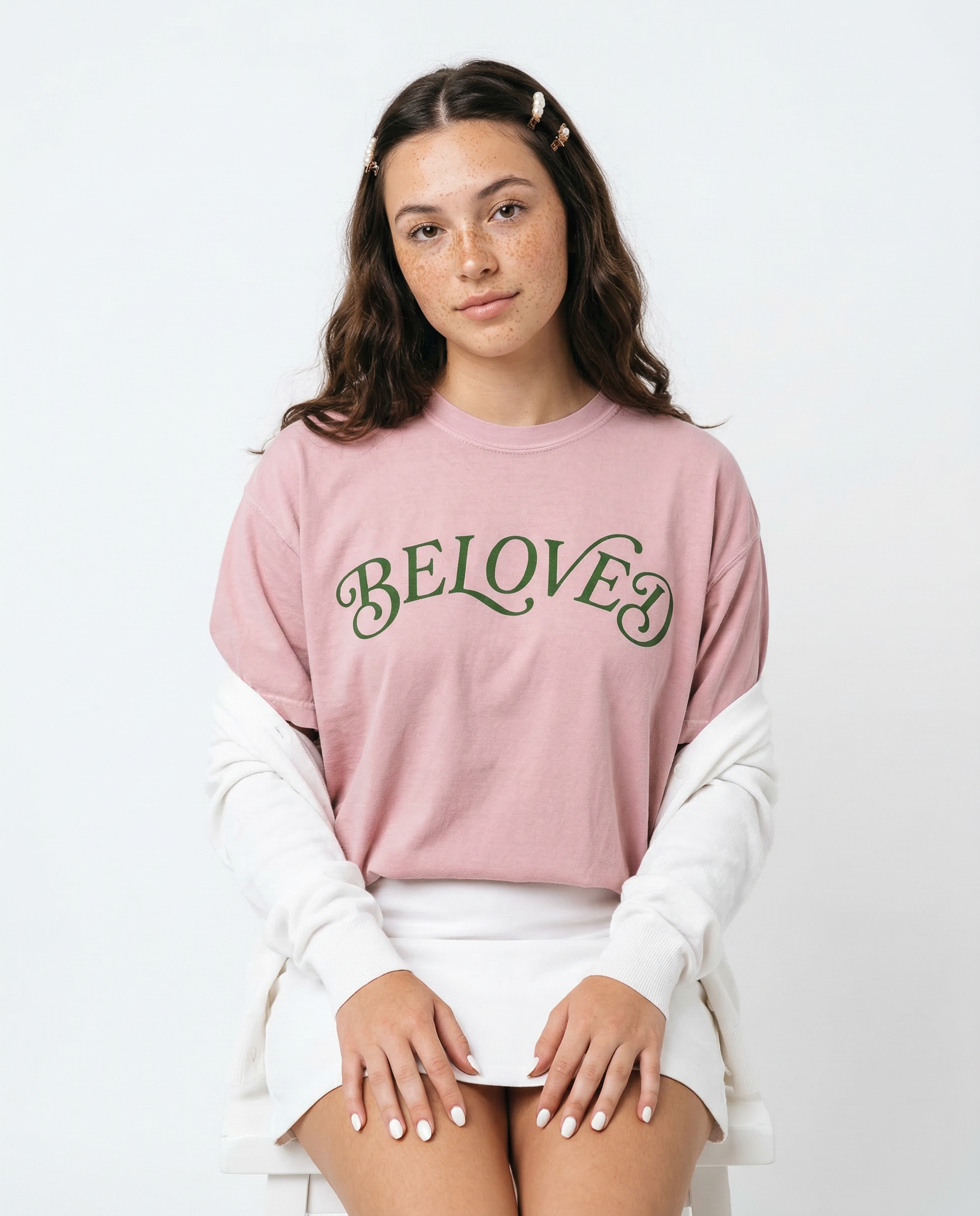 Faith Beloved Light Pink Spring Graphic Tee