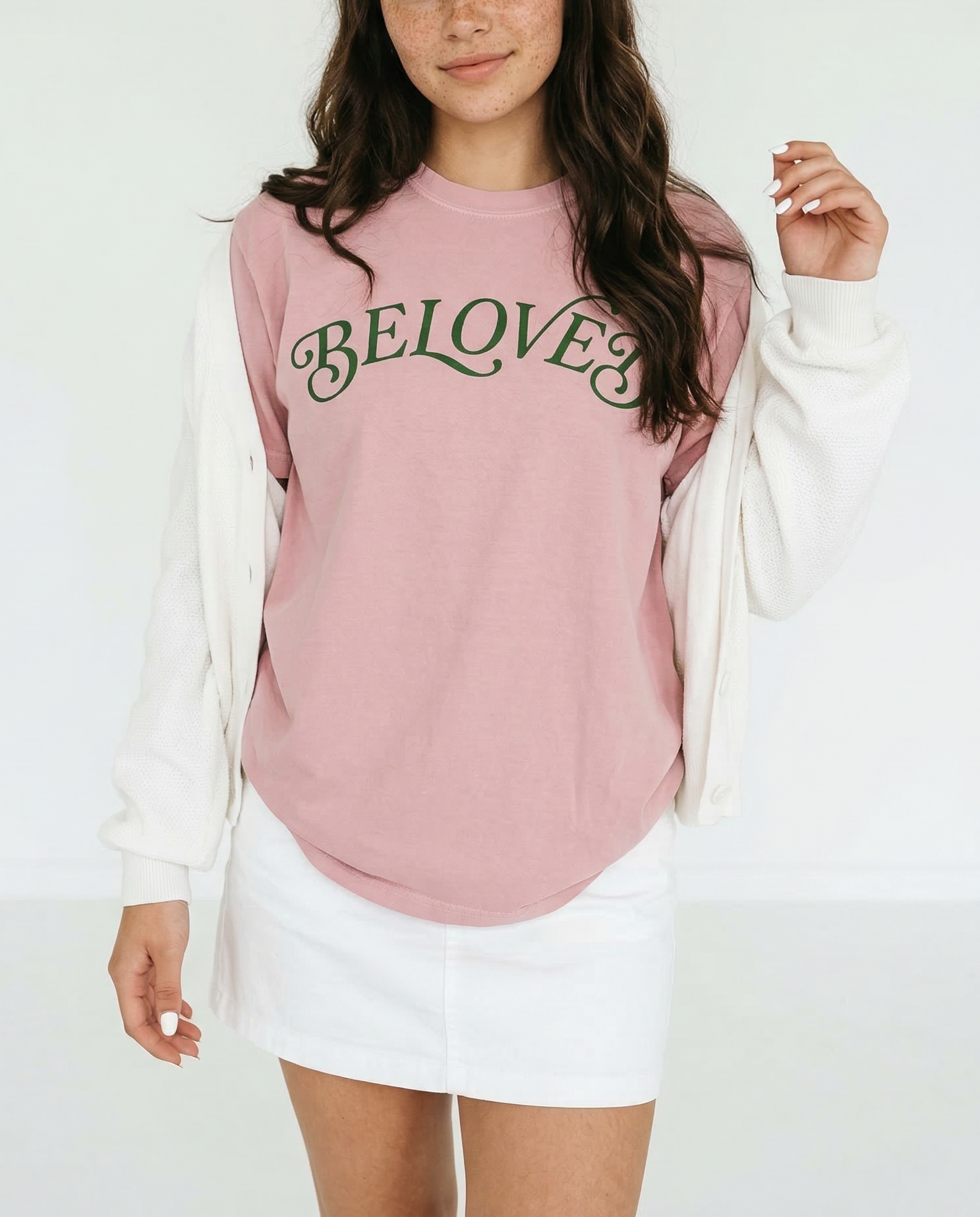 Faith Beloved Light Pink Spring Graphic Tee