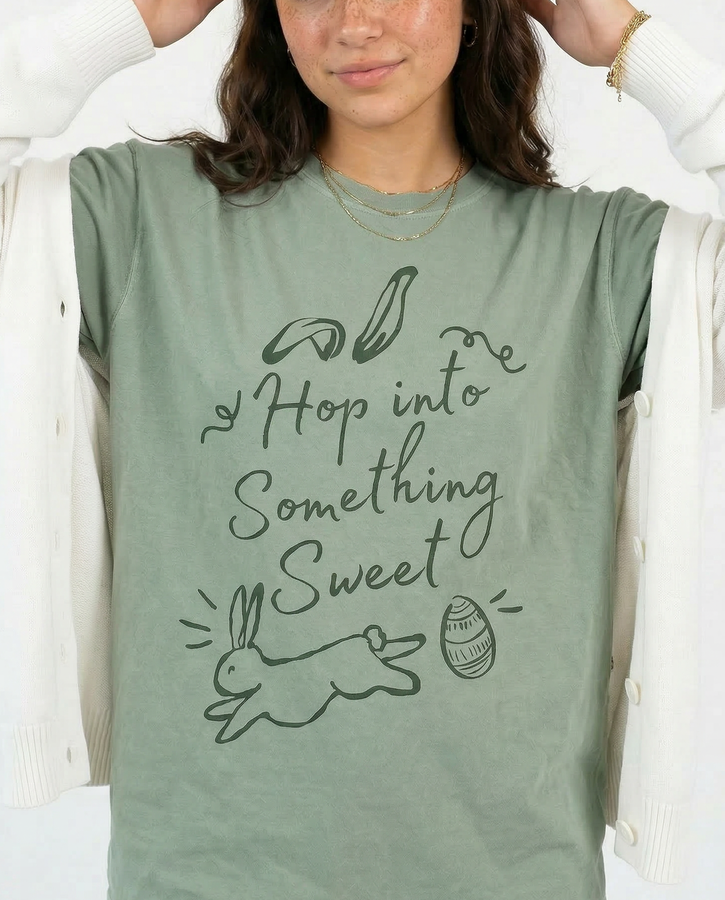 Hop into Something Sweet Easter Spring Graphic Tee