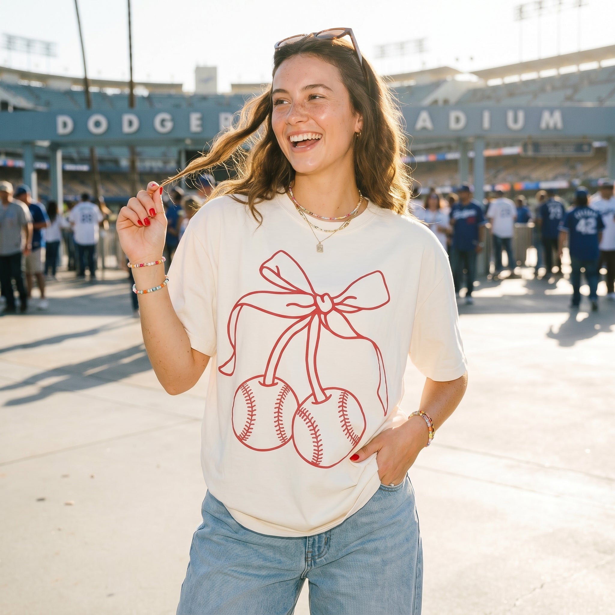 Baseball Cherries Coquette Graphic Tee