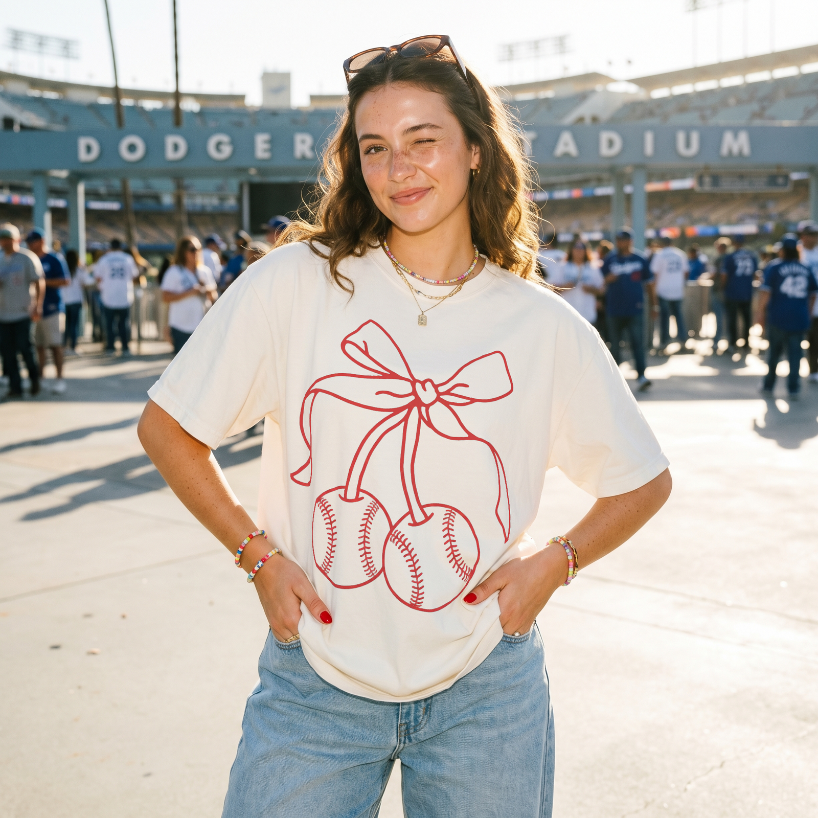 Baseball Cherries Coquette Graphic Tee