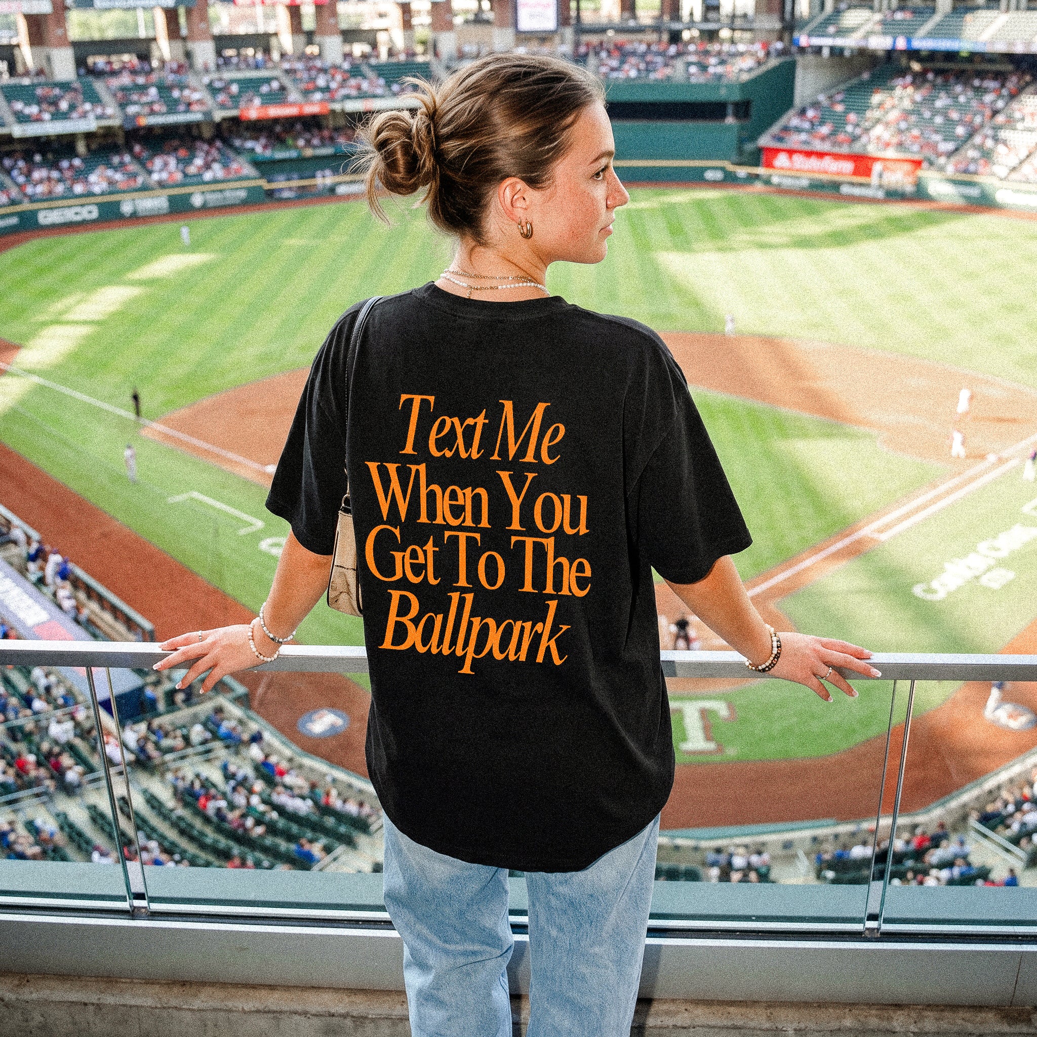 Text Me When You Get To The Ballpark Baseball Graphic Tee