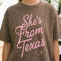 She's From Texas Western Leopard Graphic Tee