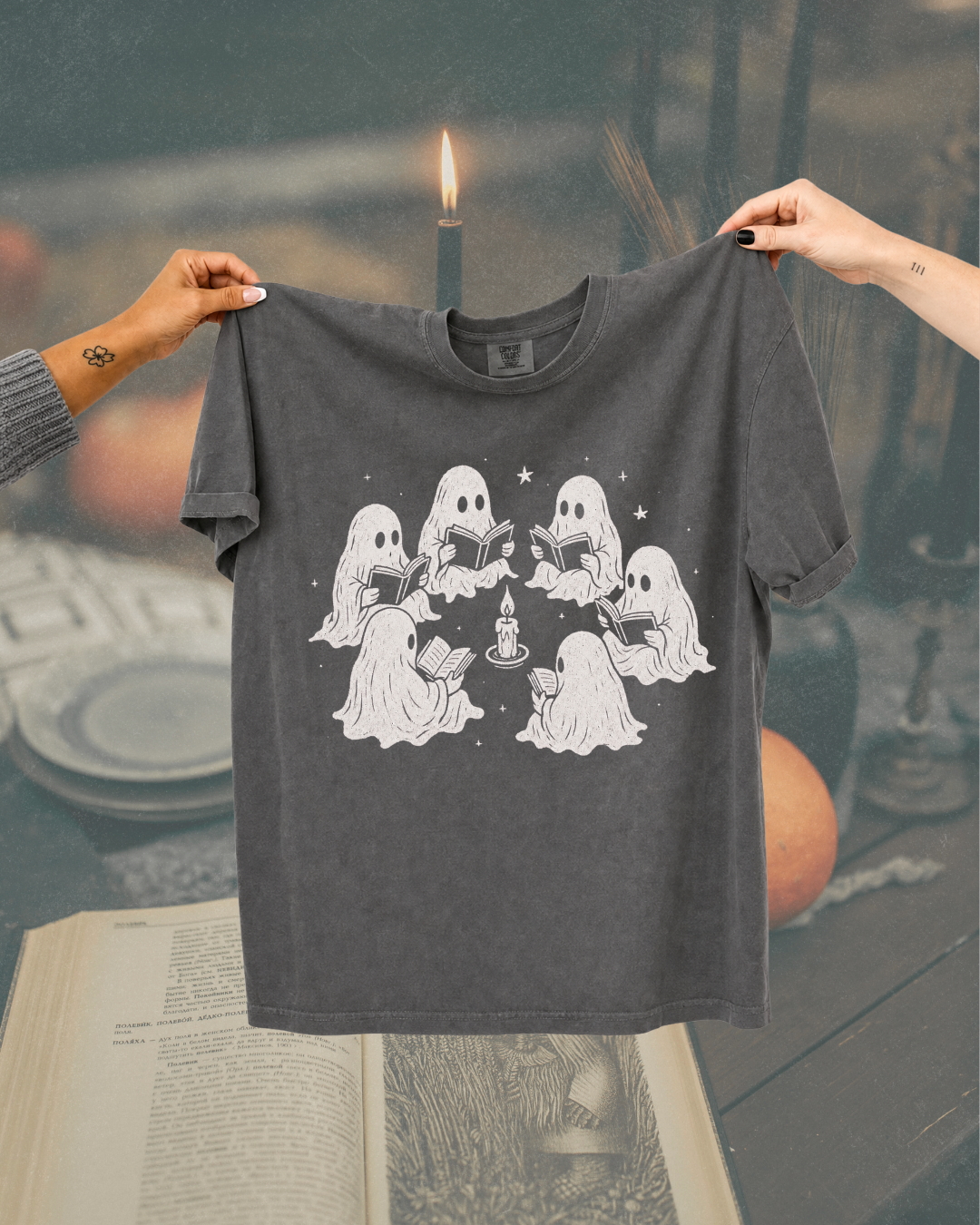 Ghost Book Club Halloween Graphic Tee