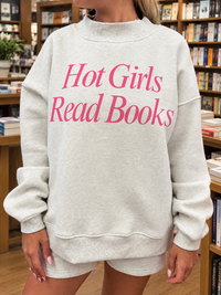 Hot Girls Read Books Bookish Mock Neck Sweatshirt (Pre-order)
