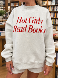 Hot Girls Read Books Bookish Mock Neck Sweatshirt (Pre-order)