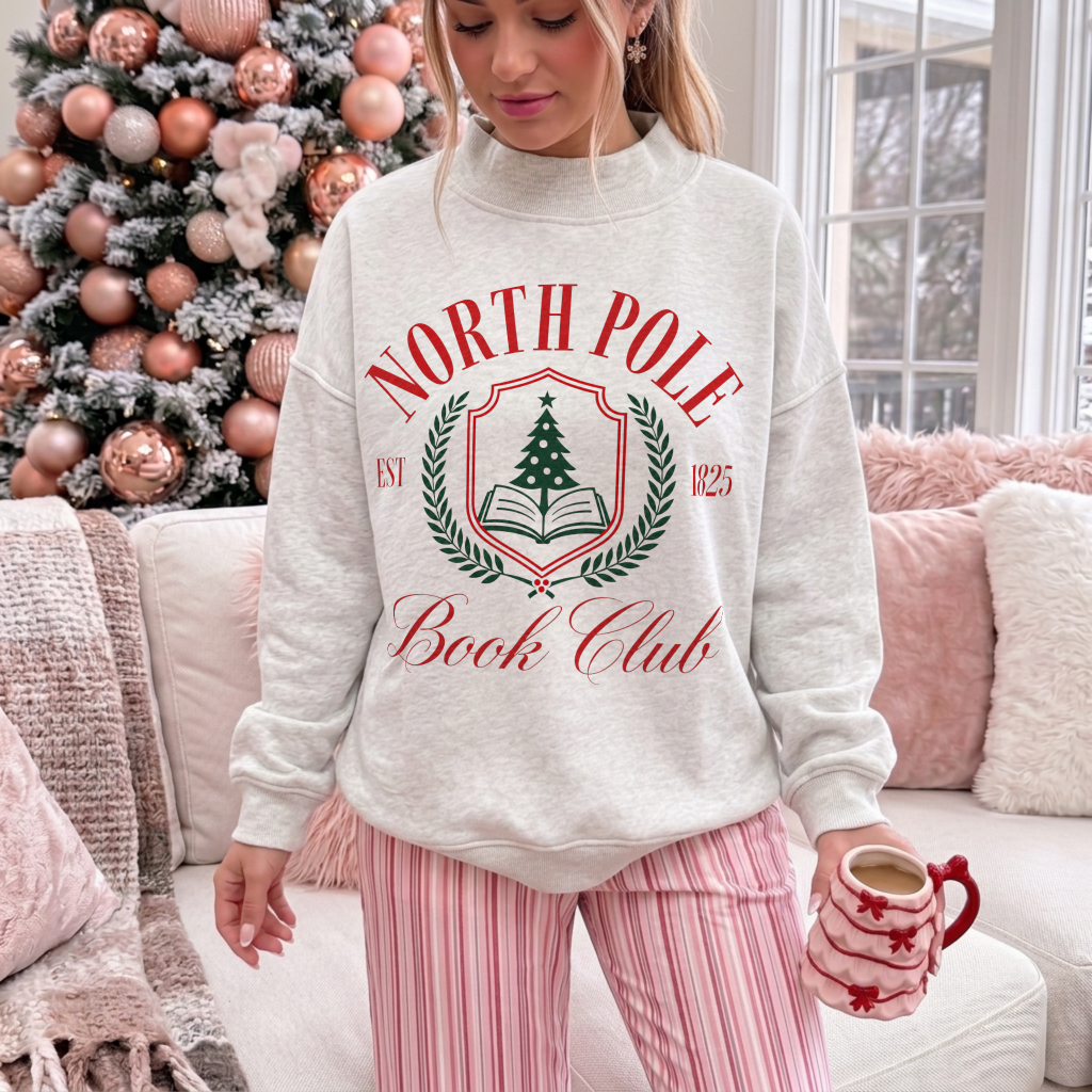 North Pole Book Club Christmas Mock Neck Sweatshirt