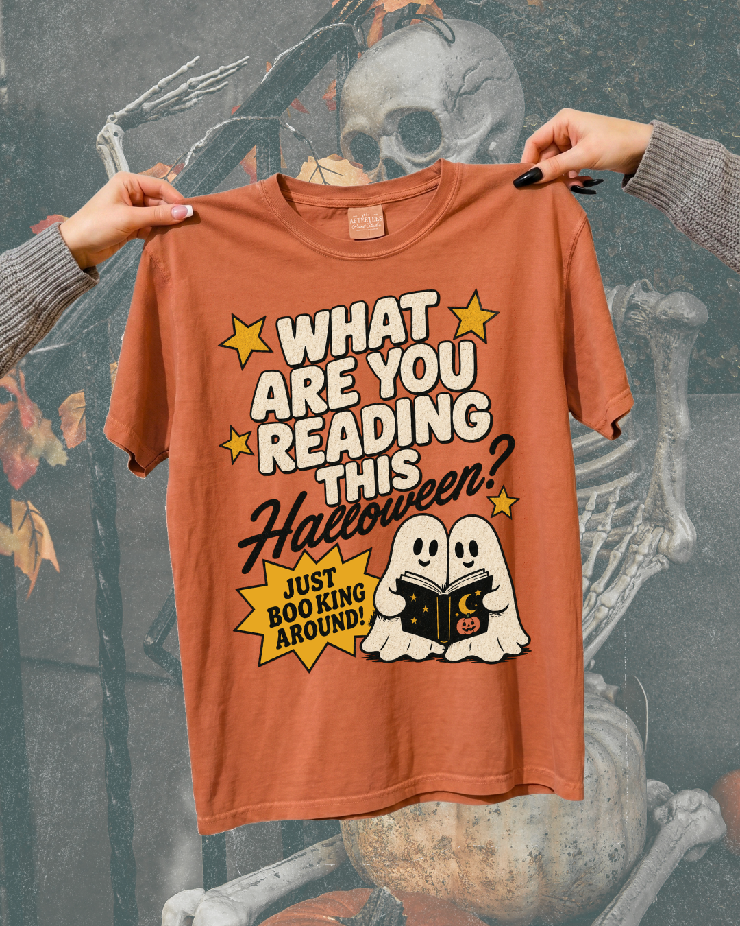 Just Booking Around Halloween Graphic Tee