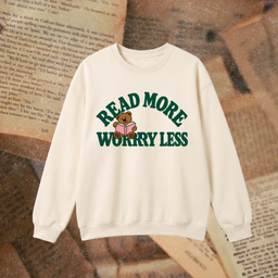 Read More Worry Less crewneck sweatshirt, ivory