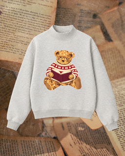 Reading Bear mock neck sweatshirt, oatmeal heather