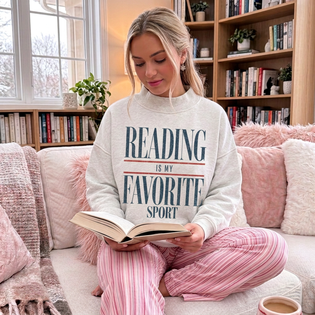 Reading Is My Favorite Sport Bookish Mock Neck Sweatshirt