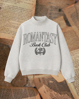 Romantasy Book Club mock neck sweatshirt, oatmeal heather