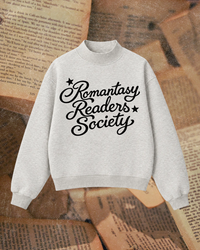 Romantasy Readers Society mock neck sweatshirt, oatmeal heather