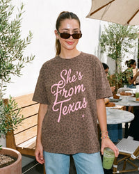 She's From Texas Western Leopard Graphic Tee