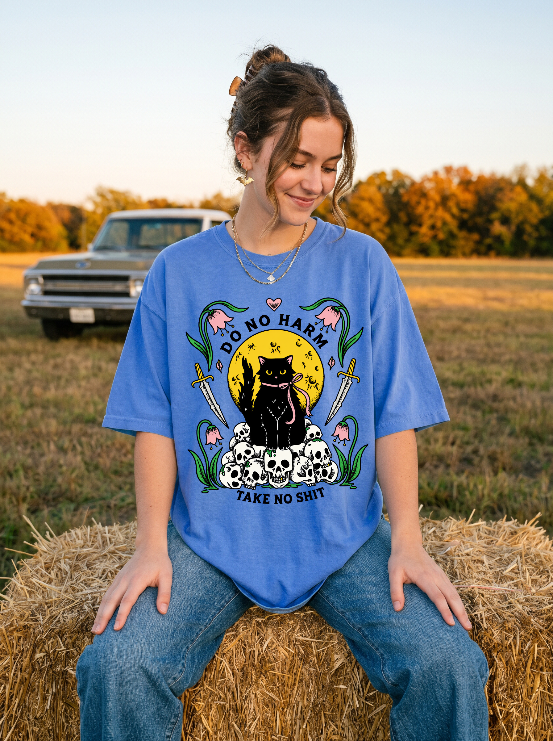 Do No Harm Take No Shit Black Cat Graphic Tee