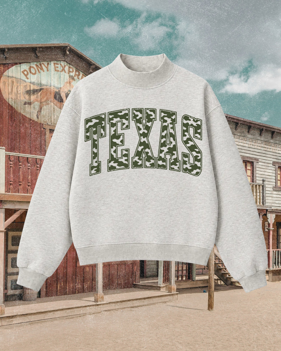 Texas Varsity Mock Neck Sweatshirt · Camo