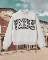 Texas Varsity Mock Neck Sweatshirt · Checkered