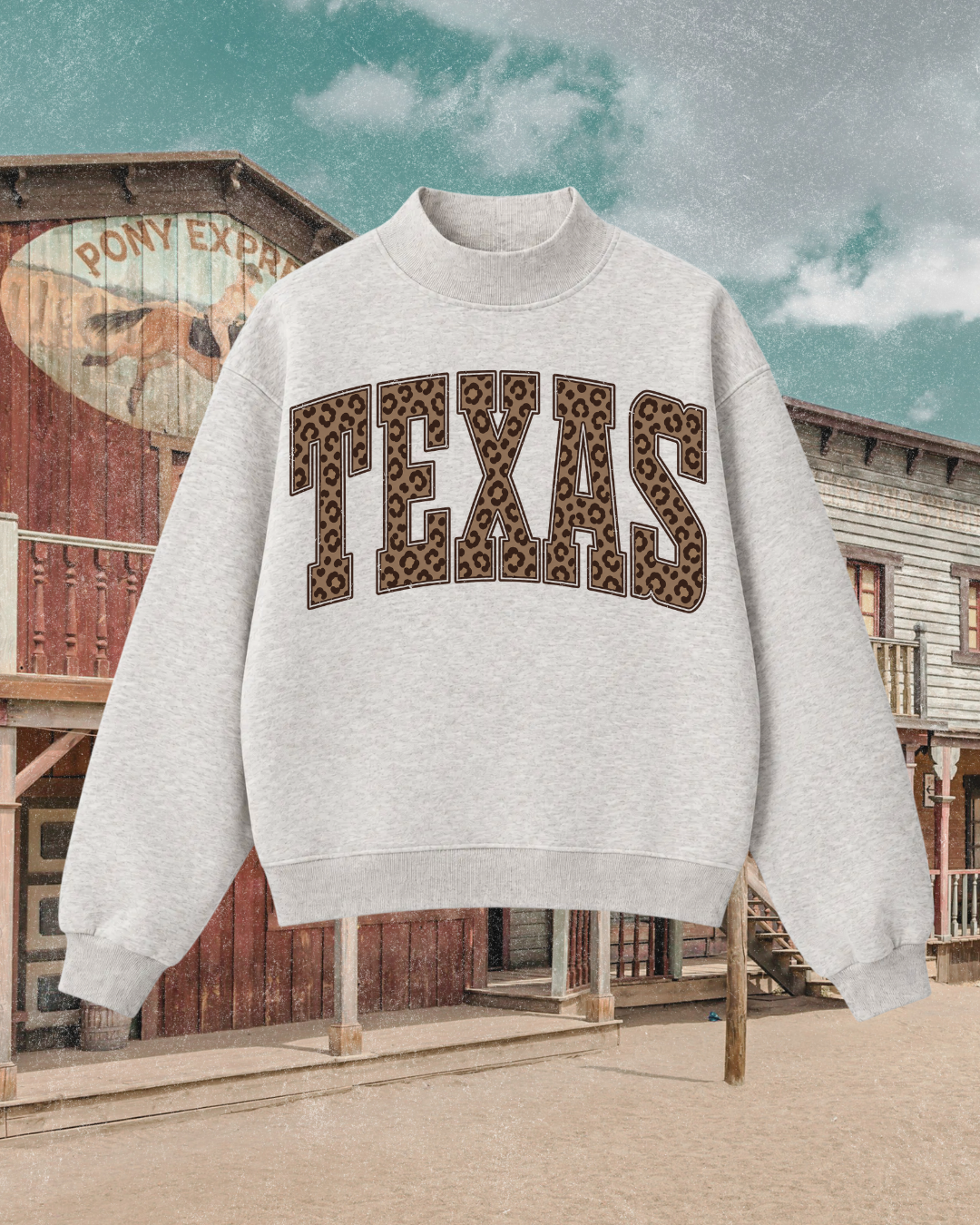 Texas Varsity Mock Neck Sweatshirt · Leopard