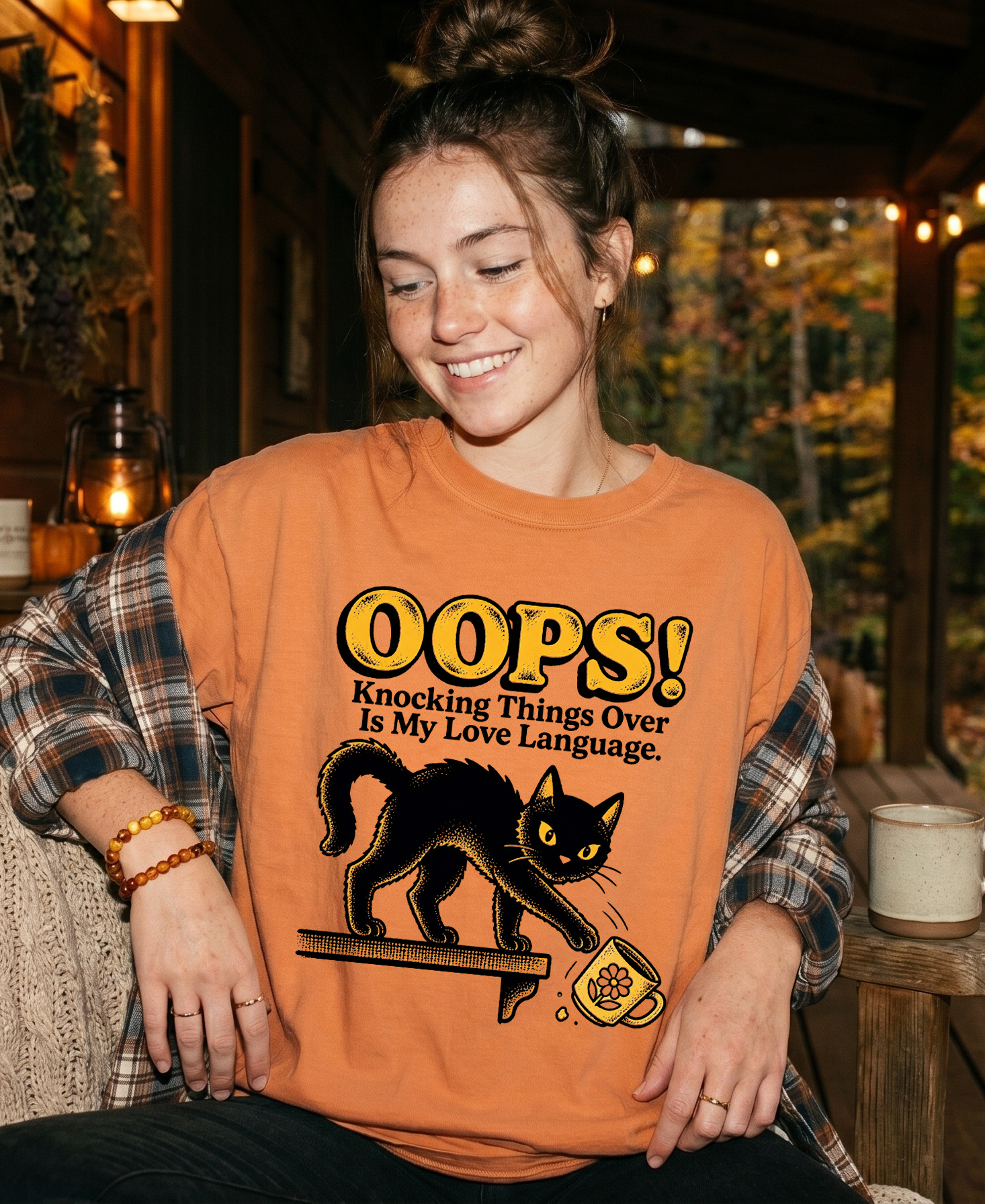 Knocking Things Over Funny Cat Graphic Tee