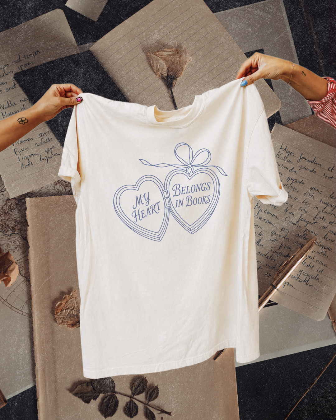 My Heart Belongs in Books Bookish Graphic Tee