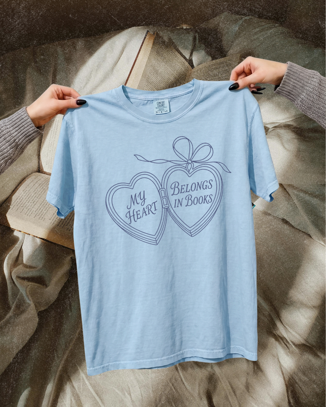 My Heart Belongs in Books Bookish Graphic Tee