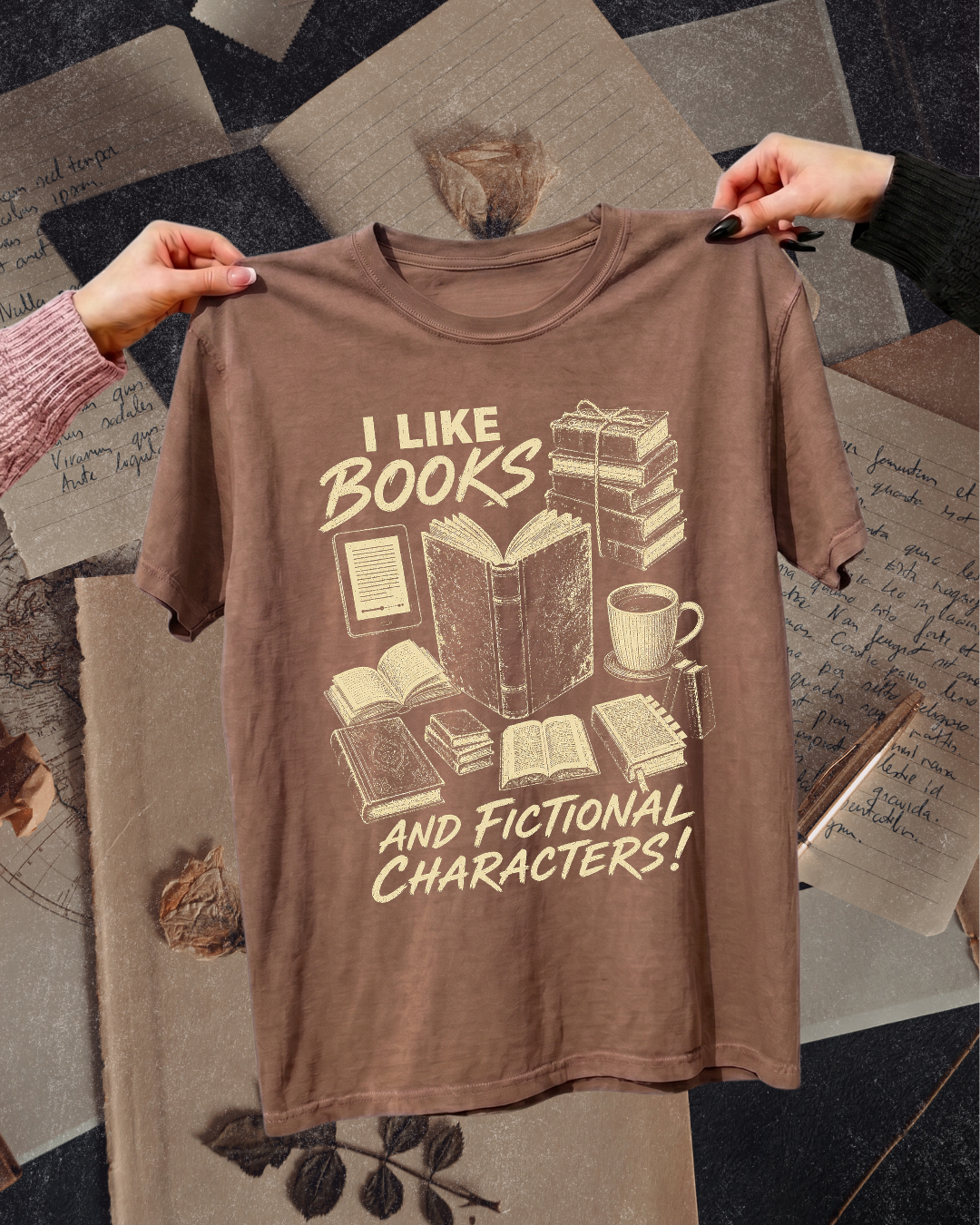 I Like Books and Fictional Characters Bookish Graphic Tee